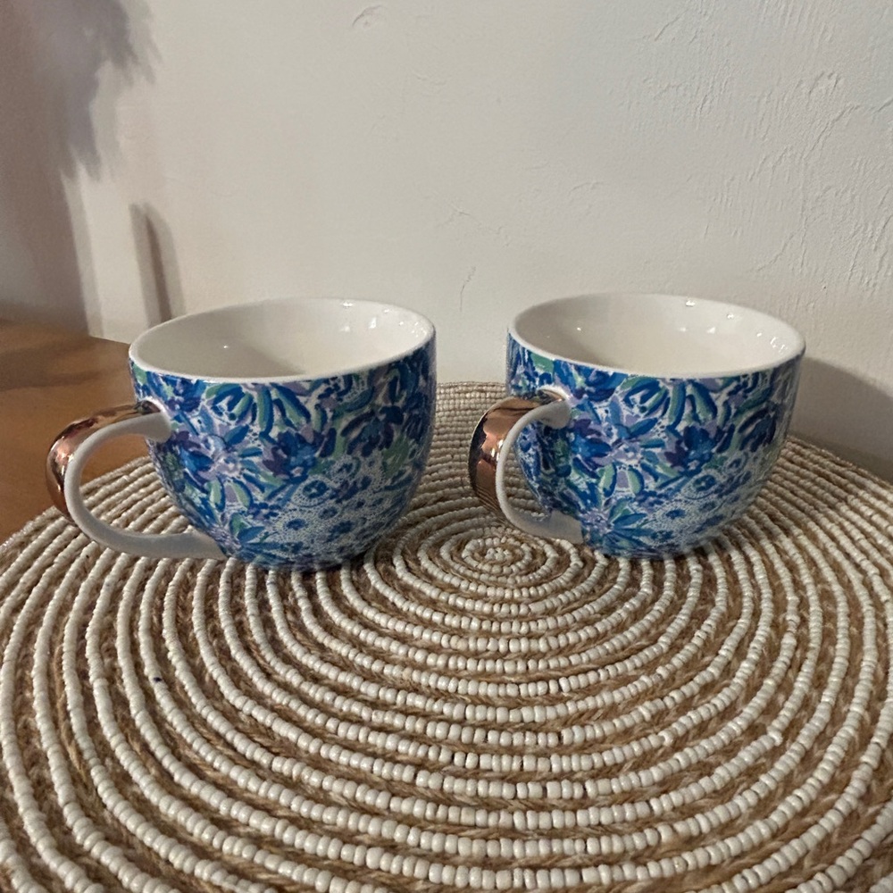 Two Lilly Pulitzer Blue Floral Mugs